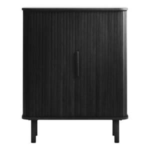 Čierna skrinka v dekore duba s posuvnými dverami 113x90 cm Cavo – Unique Furniture vyobraziť