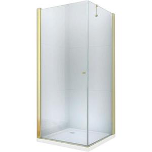 MEXEN/S - Pretoria otvárací sprchovací kút 80x90, sklo transparent, zlatý + vanička 852-080-090-50-00-4010 vyobraziť