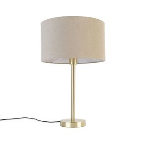 Klasická stolná lampa z mosadze s tienidlom svetlohnedá 35 cm - Simplo vyobraziť