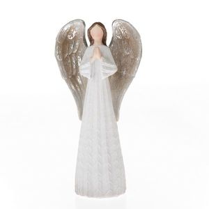 Polyresinový anjel so striebornými krídlami biela, 20 x 10 cm vyobraziť