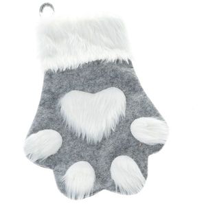Vianočná textilná ponožka Labka 40 cm, sivá vyobraziť