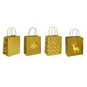 Sada vianočných darčekových tašiek 4 ks, zlatá, 24 x 31 x 12 cm vyobraziť
