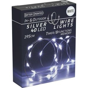 Svetelný drôt s časovačom Silver lights 40 LED, studená biela, 195 cm vyobraziť