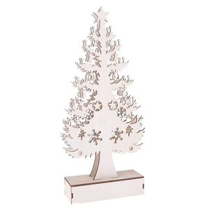 Vianočná drevená LED dekorácia Stromček biela, 32 x 15 cm vyobraziť