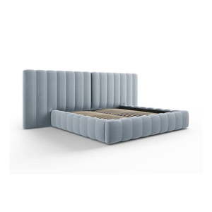 Svetlomodrá čalúnená dvojlôžková posteľ s úložným priestorom a roštom 180x200 cm Gina – Milo Casa vyobraziť