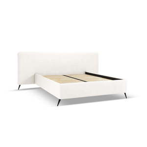 Krémová čalúnená dvojlôžková posteľ s úložným priestorom a roštom 180x200 cm Walter – Milo Casa vyobraziť