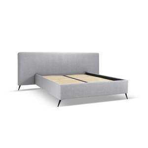 Sivá čalúnená dvojlôžková posteľ s úložným priestorom a roštom 160x200 cm Walter – Milo Casa vyobraziť
