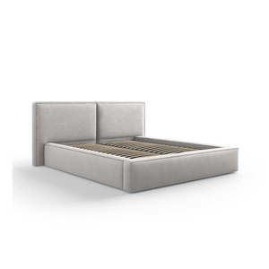 Svetlosivá čalúnená dvojlôžková posteľ s úložným priestorom a roštom 160x200 cm Arendal – Cosmopolitan Design vyobraziť