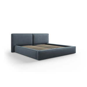 Tmavomodrá čalúnená dvojlôžková posteľ s úložným priestorom a roštom 200x200 cm Arendal – Cosmopolitan Design vyobraziť