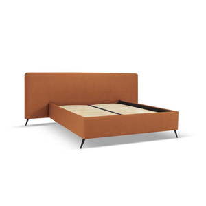 Čalúnená dvojlôžková posteľ v tehlovej farbe s úložným priestorom a roštom 180x200 cm Walter – Milo Casa vyobraziť