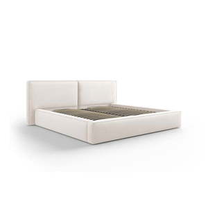 Béžová čalúnená dvojlôžková posteľ s úložným priestorom a roštom 200x200 cm Arendal – Cosmopolitan Design vyobraziť