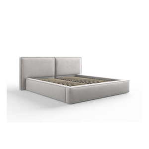 Svetlosivá čalúnená dvojlôžková posteľ s úložným priestorom a roštom 180x200 cm Arendal – Cosmopolitan Design vyobraziť