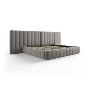 Sivá čalúnená dvojlôžková posteľ s úložným priestorom a roštom 200x200 cm Gina – Milo Casa vyobraziť