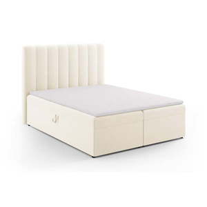 Béžová boxspring posteľ s úložným priestorom 160x200 cm Gina – Milo Casa vyobraziť
