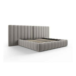 Sivá čalúnená dvojlôžková posteľ s úložným priestorom a roštom 180x200 cm Gina – Milo Casa vyobraziť