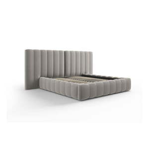 Sivá čalúnená dvojlôžková posteľ s úložným priestorom a roštom 160x200 cm Gina – Milo Casa vyobraziť