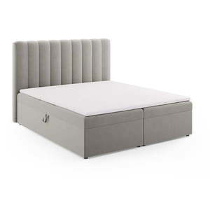 Sivá boxspring posteľ s úložným priestorom 180x200 cm Gina – Milo Casa vyobraziť
