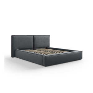 Tmavosivá čalúnená dvojlôžková posteľ s úložným priestorom a roštom 160x200 cm Arendal – Cosmopolitan Design vyobraziť