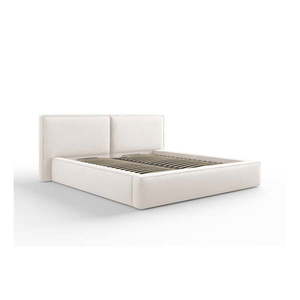 Béžová čalúnená dvojlôžková posteľ s úložným priestorom a roštom 180x200 cm Arendal – Cosmopolitan Design vyobraziť