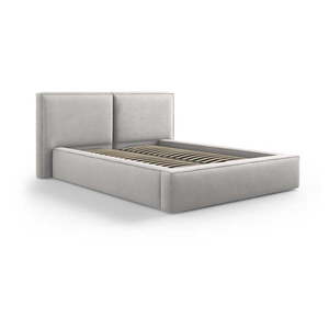 Svetlosivá čalúnená dvojlôžková posteľ s úložným priestorom a roštom 140x200 cm Arendal – Cosmopolitan Design vyobraziť