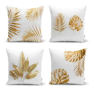 Súprava 4 obliečok na vankúše Minimalist Cushion Covers Gold Leaves Modern, 45 x 45 cm vyobraziť