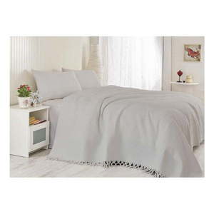 Svetlosivý pléd cez posteľ na dvojlôžko z bavlny Lipsy, 220 × 240 cm vyobraziť