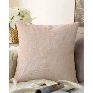 Svetloružová obliečka na vankúš s prímesou bavlny Minimalist Cushion Covers Leaves, 55 x 55 cm vyobraziť