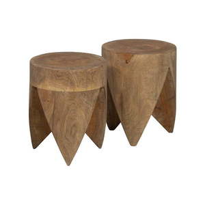 Okrúhle odkladacie stolíky v súprave 2 ks z mangového dreva 30x30 cm Trunk – BePureHome vyobraziť