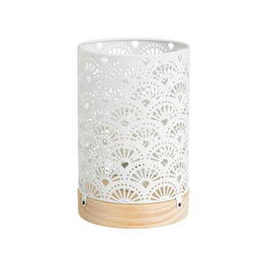 Biela stolová lampa s kovovým tienidlom (výška 20 cm) – Casa Selección vyobraziť