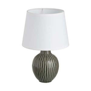 Tmavozelená keramická stolová lampa s textilným tienidlom (výška 28 cm) – Casa Selección vyobraziť