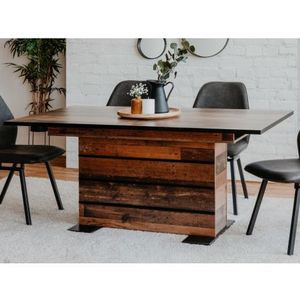 Rozkladací jedálenský stôl Manhattan 160x90 cm, vintage optika dreva% vyobraziť