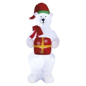 Nafukovací LED lední medvěd s vánočním dárkem 240 cm studená bílá vyobraziť