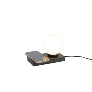 Čierna stolná lampa s dotykovou a indukčnou nabíjačkou - Janneke vyobraziť