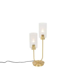 Stolná lampa Art Deco zlatá so sklom 2-svetlo - Laura vyobraziť
