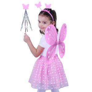 Rappa Detský kostým tutu sukne ružový motýľ s krídlami vyobraziť