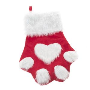 Vianočná textilná ponožka Labka 40 cm, červená vyobraziť