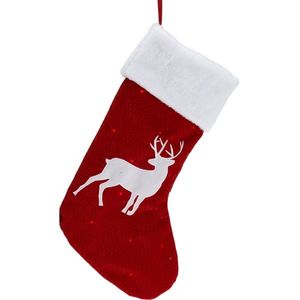 Vianočná LED ponožka so sobom červená, 41 cm vyobraziť