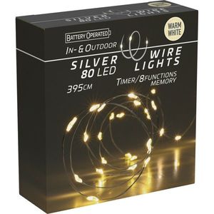 Svetelný drôt s časovačom Silver lights 80 LED, teplá biela, 395 cm vyobraziť
