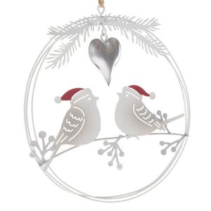 Vianočná závesná kovová dekorácia Vtáčiky, 14, 5 x 16 x 1 cm vyobraziť