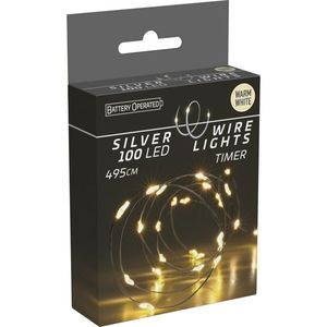 Svetelný drôt s časovačom Silver lights 100 LED, teplá biela, 495 cm vyobraziť