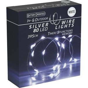 Svetelný drôt s časovačom Silver lights 80 LED, studená biela, 395 cm vyobraziť