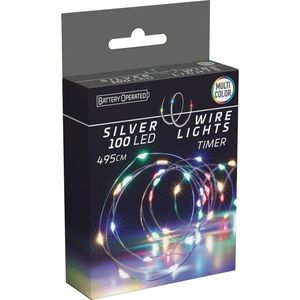 Svetelný drôt s časovačom Silver lights 100 LED, farebná, 495 cm vyobraziť