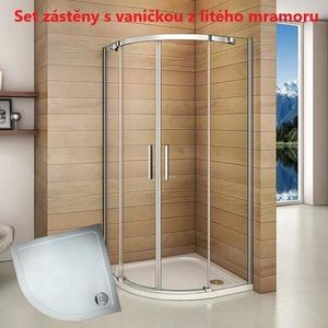 H K - Štvrťkruhový sprchovací kút HARMONY S4 90 cm s dvojdielnymi posuvnými dverami a sprchovou vaničkou z liateho mramoru SE-HARMONYS490 / ROCKY-90Q vyobraziť