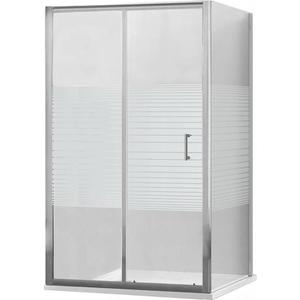 MEXEN/S - Apia sprchovací kút posuvný 90x90, sklo transparent / pruhy, chróm + vanička 840-090-090-01-20-4010 vyobraziť