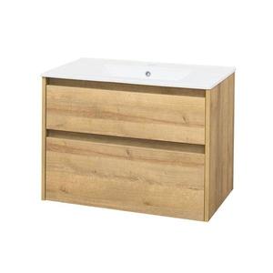 MEREO - Opto, kúpeľňová skrinka s keramickým umývadlom 81cm, dub Riviera CN921 vyobraziť