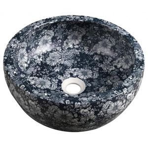 SAPHO - PRIORI keramické umývadlo na dosku Ø 41 cm, modré kvety PI038 vyobraziť