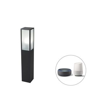 Inteligentné stojace vonkajšie svietidlo čierne s rebrovaným sklom 80 cm vrátane WiFi A60 - Charlois vyobraziť