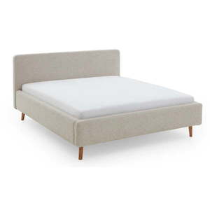 Béžová čalúnená dvojlôžková posteľ s úložným priestorom a roštom 160x200 cm Mattis – Meise Möbel vyobraziť