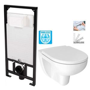 DEANTE Podstavný rám, pre závesné WC misy bez tlačidla + WC JIKA LYRA PLUS RIMLESS + SEDADLO duraplastu SLOWCLOSE CST_WC01 X LY2 vyobraziť
