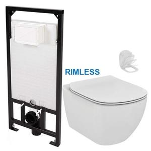 DEANTE Podstavný rám, pre závesné WC misy bez tlačidla + WC Ideal Standard Tesi se sedlem RIMLESS CST_WC01 X TE2 vyobraziť